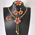 Overseas Dubai Bestseller 18K Gold Necklace Earrings Set Ring Bracelet Set India Women Banquet Flower Jewelry Set