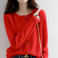 Women's Fall Korean Relaxed Plus Size Knit Wool Crew Neck Loose Sweater + Cardigan + - Black
