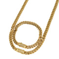 Cross-Border Hit Square Brand Premium Rhinestone Round Polish Dense Thick Cuban Chain Dragon Head Clasp Stainless Necklace Men Bold