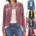 Women's Workwear Velvet Cropped Jacket + Top 2026 | Trendy Jacket - Soft Pink