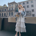 Sweet White French Camisole Dress, Petite Cake Style Long Dress