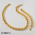 Gold Plated Byzantine King Chain Men Bracelet Necklace Set Relief Return Pattern Cylinder Band Clasp Chunky Chain Overseas