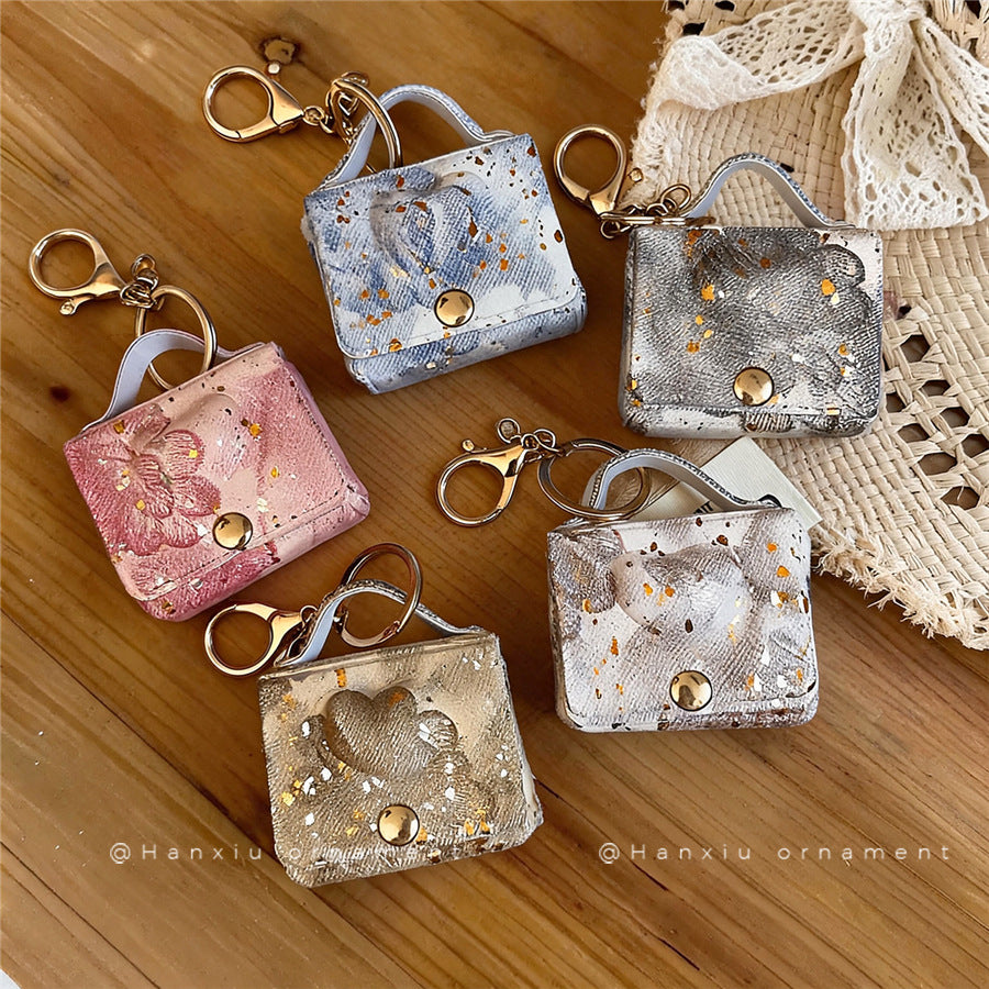 Leather Heart Bag Charm and Keychain - view 4