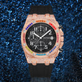 PINTIME Men Watch Colorful Crystal Rubber Berry Multifunction 6 Hand Date Watch Men Niche Waterproof Quartz Watch