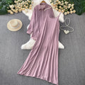 Casual Slimming Long Sleeve Lightweight Loose Dress + Shirt + Camisole 2-Piece Set
