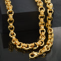 Western Thickened 3D Necklace Coated 18K Gold Long Wall Pattern Band Mutual Clasp Bracelet Necklace Set Overseas Wholesale