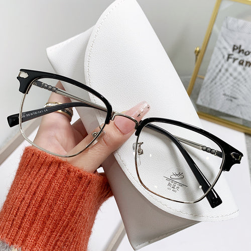 Finish Item Prescription Glasses Retro Browline Metal Frame Men Simple Fashionable Anti-Blue Plano Frame Women Glasses Frame