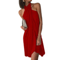 Sexy Halter Neck Irregular Casual Beach Dress, 2025