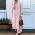 Elegant Long Sleeve Loose Shirt + Pants 2-Piece Set