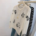 Women's Korean Unique Knit Printed Sun-Protection Lightweight Cardigan + Jacket + Top - Apricot