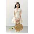 ANNATTO Jasmine Off-White Embroidered V-Neck Lace A-Line Fitted Dress