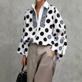 Fall French Fashion Long Sleeve Polka Dot Printed Loose Shirt