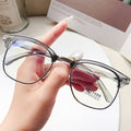 Overseas 3016 Plano Unisex Frame Anti-Blue Computer Goggles Glasses Half-Rim Browline Stud Glasses Frame Metal Frame