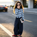 Girls' Striped Knit Cardigan & Jeans Set