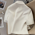 Women's Summer Office Petite Short Sleeve Cropped Blazer 2026 - Off White Short Sleeve