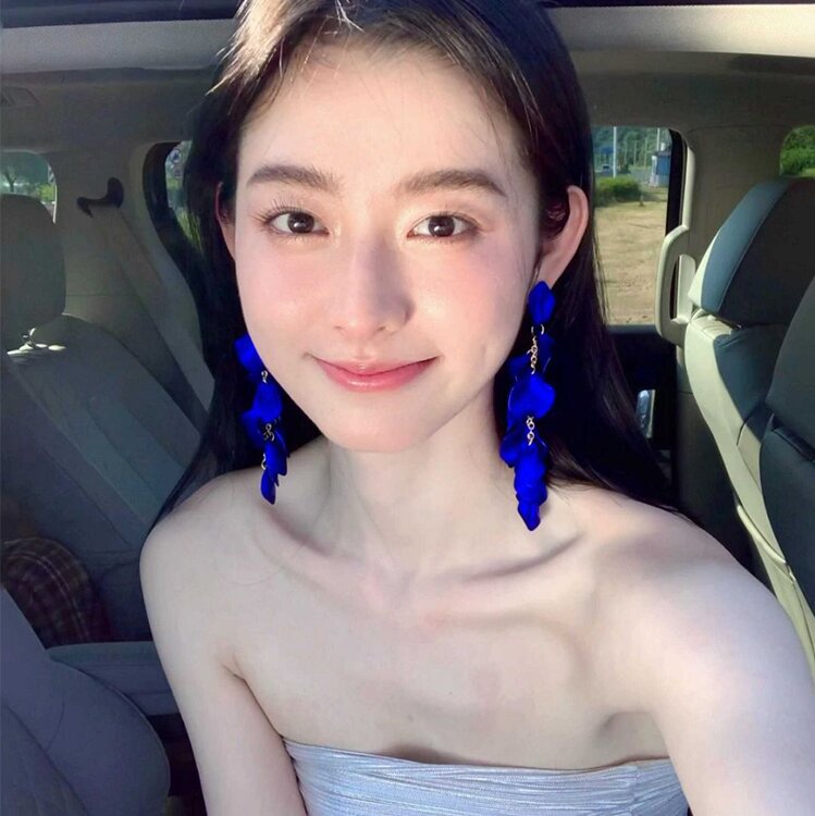 Rose Petal Long Statement Earrings - view 4