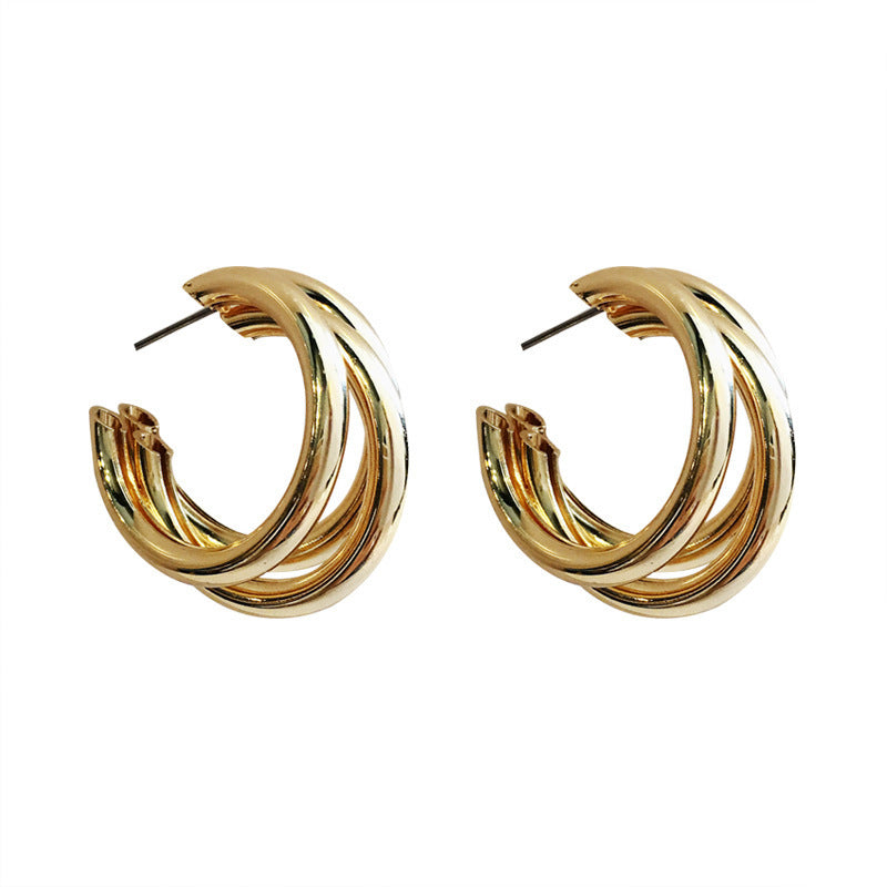 Minimalist Metal Circle Hoop Earrings - view 5
