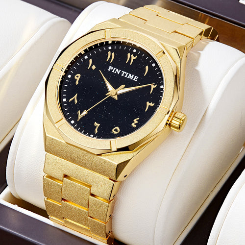 Cross-Border Hit Arabian Engrave Degree Mens Watch PR Sand Texture Starry Glow Waterproof Quartz Watch Drop Ship