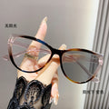 Light Feel Photochromic Prescription Triangle Cat-Eye With Rx Blue-Light Lens Round-Square Face Bare Face Big Frame Glasses Frame Prescription Sunglasses