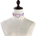 Overseas Style 1.8CM Leather Bead Collar Harajuku Holographic PU Leather Peach Heart Bead Collar Women Neck With Collarbone Necklace N6273