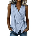 Spring-Summer Casual Sleeveless Tie-Front Shirt