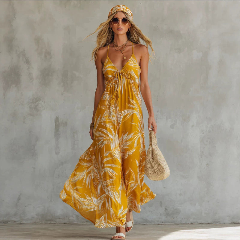 Floral Off-Shoulder Camisole Beach Dress, 2026 Summer