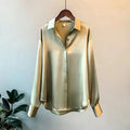 Spring-Summer Retro Versatile Satin Long Sleeve Drapey Shirt