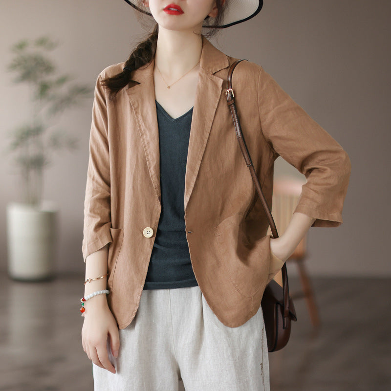 Women's Spring Casual 3/4 Sleeve Cropped Blazer + Top 2026 | Casual Blouse - White