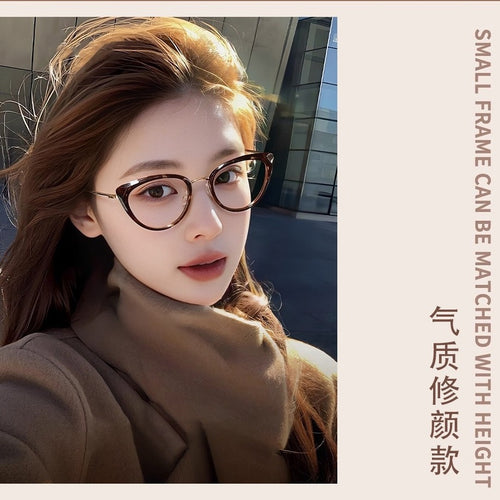 Photochromic Cat-Eye Prescription Glasses Overseas American Trendy Western Metal Big Frame Retro Premium Bare Face Prescription Sunglasses
