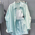 Spring-Summer Vacation Sporty Sun-Protection Shirt + Shorts Set