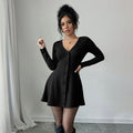 Women's Knit V-Neck Bow Hem Mini Dress