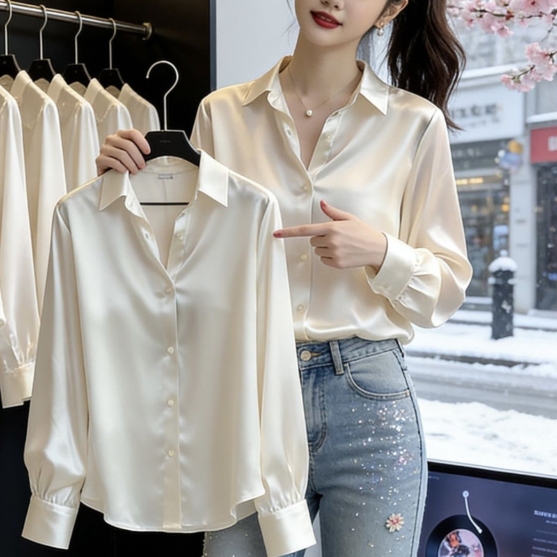 Women's Spring Professional Korean Long Sleeve Shirt 2026 | Casual Shirt - Purple