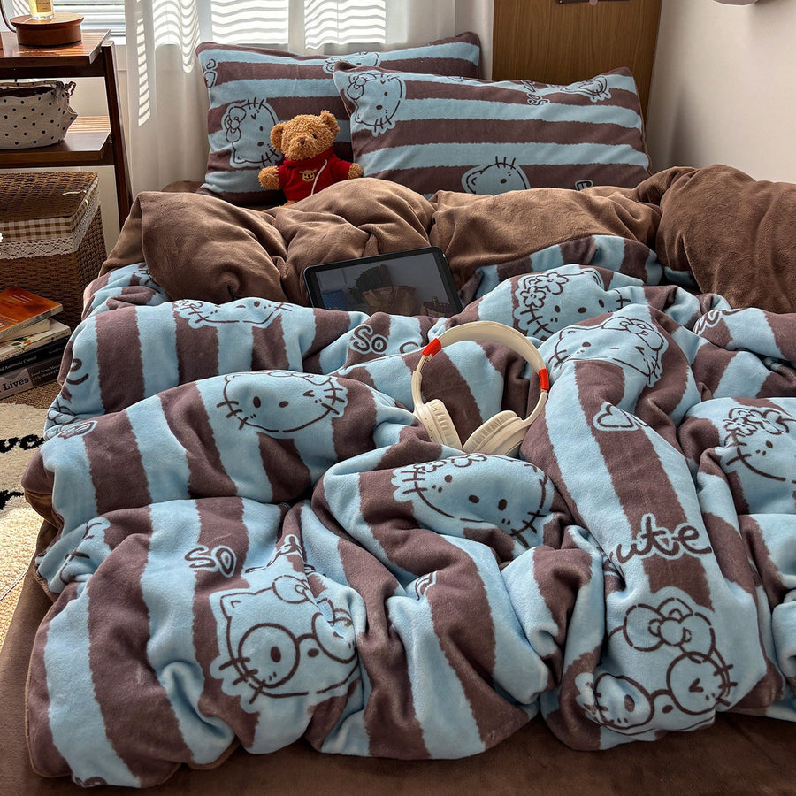Vintage Cat Milk Velvet 4-Piece Bedding Set - view 2