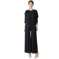 Fashion Elegant Pleated Wide Leg Pants + Top 2-Piece Set