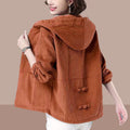 Women's Fall-Winter Korean Fashion Plus Size Loose Cropped Hoodie + Jacket 2026 - Blue