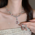 Star River Draping Color Gem Teardrop Full Diamond Necklace Light Luxury Niche Clavicle Chain Banquet Luxury Gathering Jewelry Set