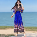 Women's Summer Chinese French Short Sleeve V-Neck Printed Dress + Skirt 2026 - 1-1#