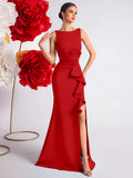 Women's Pleated Waist Elegant Evening Gown
