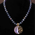 Vintage Dream Net Moon Necklace Niche Fashionable Heavy-Duty Versatile Pendant Two-Tone Round Crystal Necklace