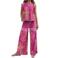 Women's Ethnic Sleeveless Slit Drapey Loose Wide Leg Pants + Tank Top 2-Piece Set 202 - 【LTA】◆1