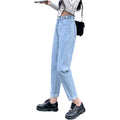 Women's White High Waist Harem Boyfriend Jeans