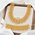 Overseas Vintage Breeze Rhinestone Cutout Chain Round Fringe Exquisite Dubai Height Precious Bride Necklace Bracelet Set