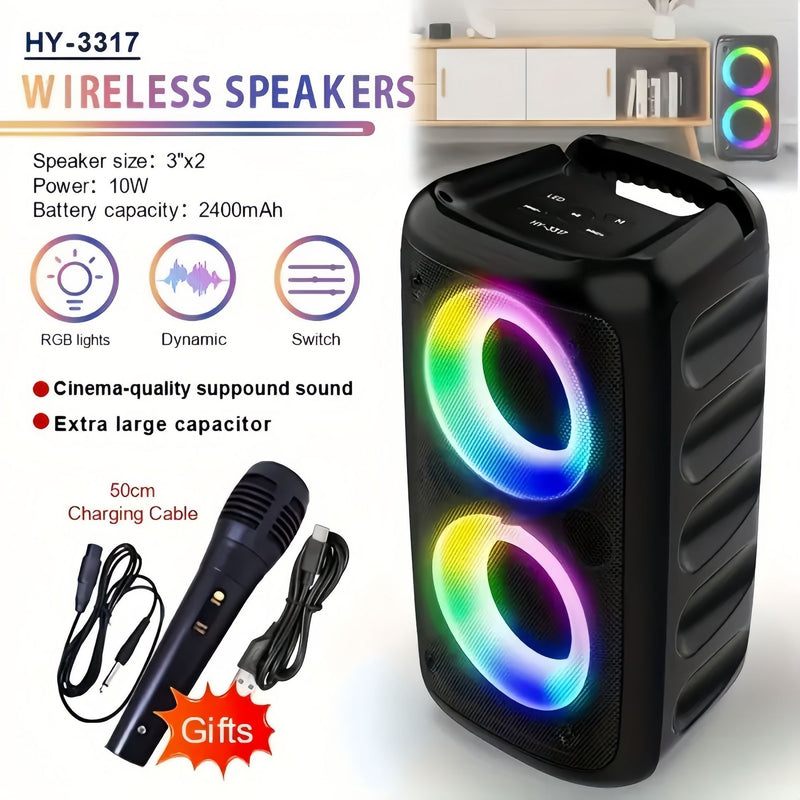 HY-3317 hot product colorful Bluetooth speaker outdoor microphone square dance audio stage performance factory