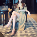 Women's Fall Retro Elegant Long Jacket + Coat 2026 | Trendy Jacket - Khaki Trench Coat