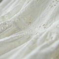 White Cotton Embroidered Puff Sleeve Dress, French Sweet Style