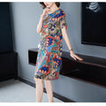Ice Silk Plus Size Short Sleeve Mom Dress, 2024
