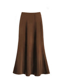 Fall French Elegant Satin High Waist Drapey Skirt