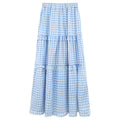 Blue gentle small fresh plaid skirt for women autumn 2025 new high-waisted a-line skirt mid-length cake skirt