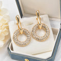 Overseas Bead Gem Light Luxury Rhinestone Activity Round Band Slub Necklace Bracelet Set Earrings Ring Set ins Banquet Jewelry