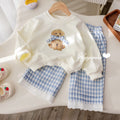 Girls' Bow Hoodie and Plaid Pants 2-Piece Set